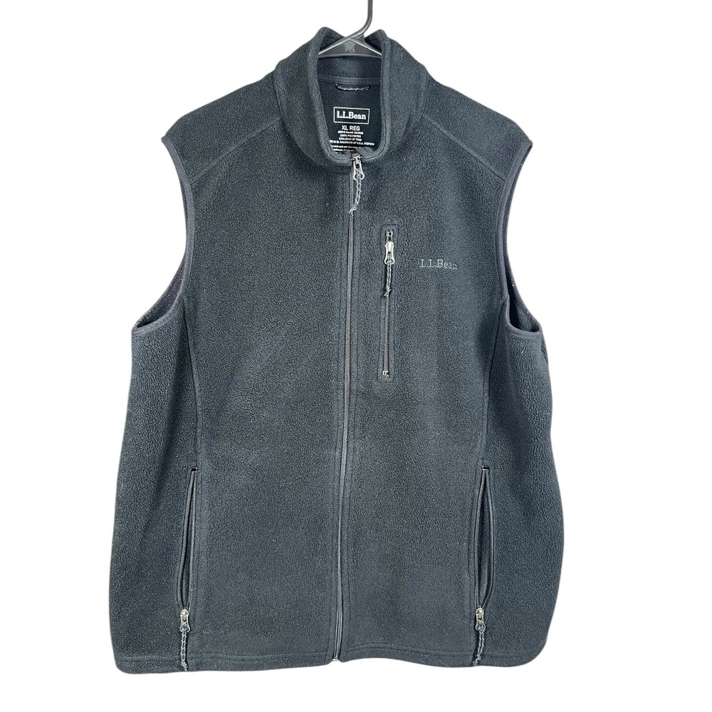 L.L.Bean Mens XL Polartec Fleece Vest Black Full Zip Gorpcore Hiking Outdoor